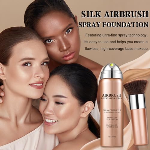 Airbrush Foundation Spray - Full Coverage Mist Makeup #02 Beige