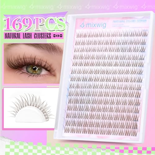 Brown Lash Clusters Natural Clusters Lashes Wispy Eyelash Clusters 10-12MM Individual Lashes C Curl Lash Extension DIY Eyelash Extension Clusters for Beginners