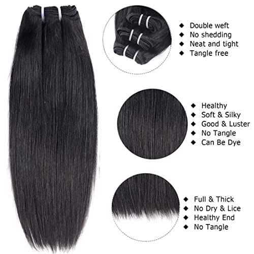 Liang Dian 18 Inch Long Straight Human Hair 4 Bundles Natural Color 12A Brazilian Virgin Hair 100% Unprocessed Straight Bundles Human Hair(18" 18" 18" 18")