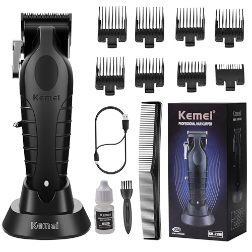 KEMEI 2296 Black Professional Hair Clippers for Men Cordless Cordless Hair Cutting Kit