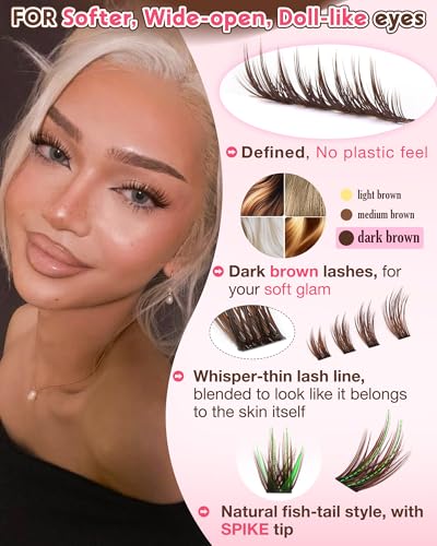 Goddvenus ZB-brown Natural Manga Lash Clusters - Wispy, Waterproof Eyelash Extensions
