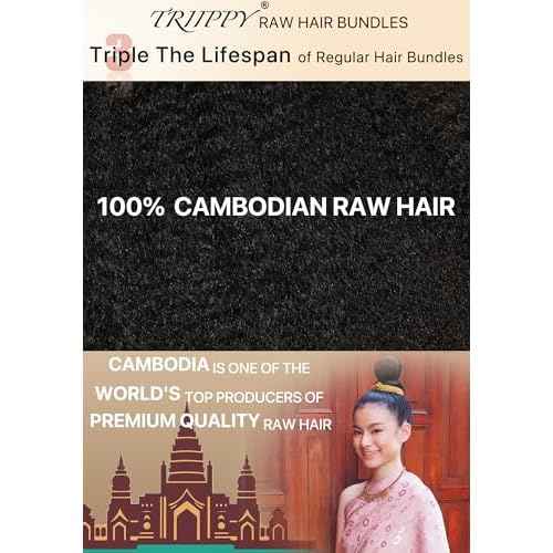 TRIIPPY Kinky Straight Bundles Human Hair,100% Real Raw Cambodian 4C/4A Blowout Hair Sew-In Weave Single Bundle,Triple The Lifespan Over Regular Virgin Hair,No.1 Raw Hair Brand On Amazon(24 Inch)