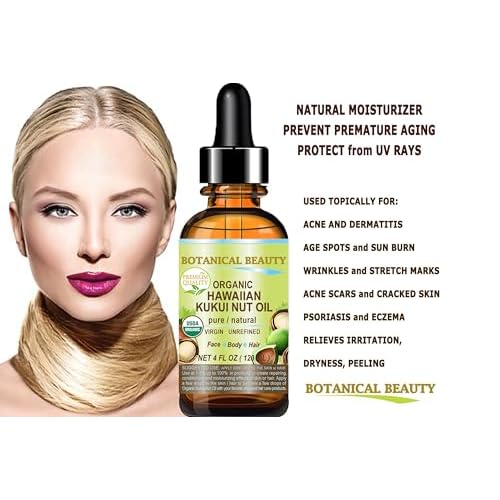 Botanical Beauty Certified Organic KUKUI NUT OIL 100% Pure Natural Virgin Unrefined Cold-Pressed Carrier Oil for Face, Skin, Body, Hair, Lip, Nails. Rich in Vitamin E (0.5 Fl Oz)