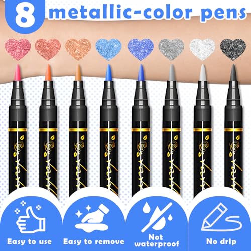 4th of July Metallic Tattoo Markers & Stencils Set