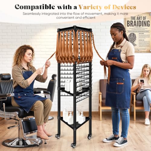 GADFISH Braiding Hair Rack 420 Pegs 3-Tier Stand Black