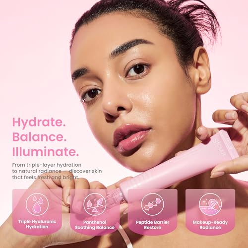 Glow Skin Prep Primer Serum ? Makeup Gripping & Hydrating Radiance Base | Triple HA, Panthenol & Biopeptides | Flawless, Extended Wear Primer | 45 ml / 1.52 fl. oz.