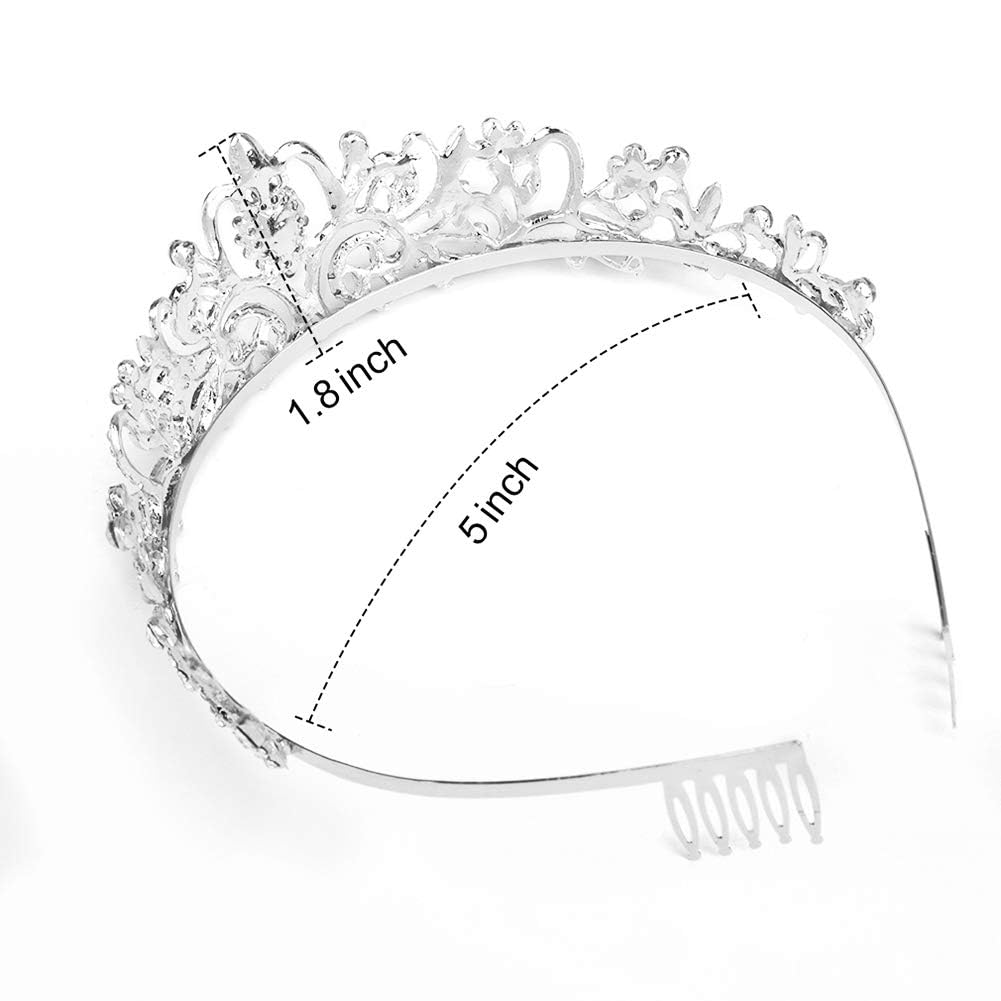 Araluky Crystal Tiara Crown Headband Princess Elegant Tiara with Combs for Women Young Ladies Bridal Wedding Prom Birthday Party, Silver