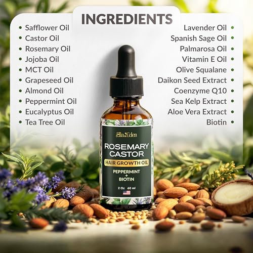 Ella & Eden Hair Growth Oil - Rosemary, Castor & Peppermint, 2 Fl Oz