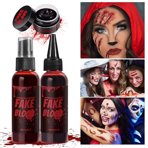 Fake Blood Makeup Kit – Spray, Drip & Gel for Halloween SFX