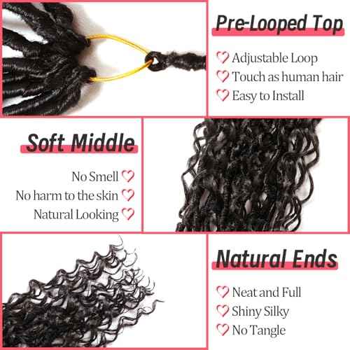 Goddess Locs Crochet Hair-24 Inch 8 Packs Boho Faux Locs Crochet Hair for Black Women Pre Looped Soft Locs with Curly Ends (#2, 24 Inch(Pack of 8))