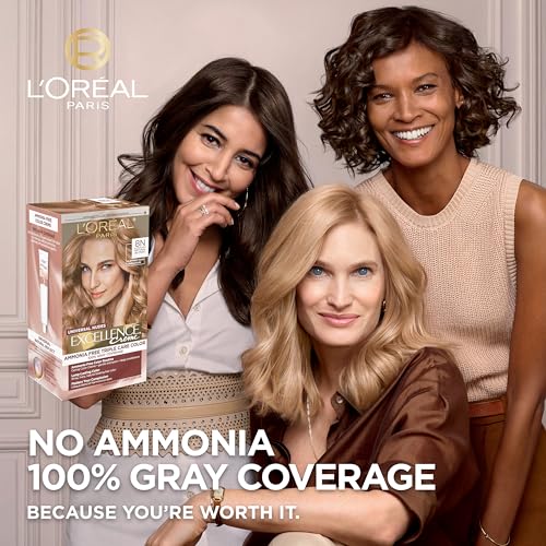 L’Oréal Paris Excellence Universal Nudes Permanent Hair Color, Ammonia Free Hair Dye for Gray Hair Coverage, 8N Natural Blonde, 1 Hair Dye Kit