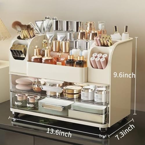 Makeup Organizer with Drawers - Elegant Vanity Storage Case