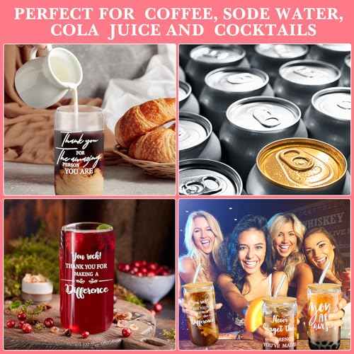 Maxcheck 6 Set Christmas 2025 Employee Appreciation Thank You Gifts Bulk Inspirational 16 oz Can Shaped Glass Cups Canvas Bag Keychain for Nurses Coworkers Staff Volunteers Work(Inspirational)