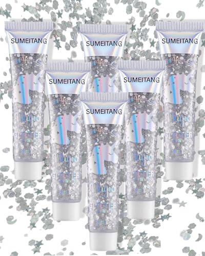 6-Piece Holographic Glitter Gel Set for Face, Hair & Body