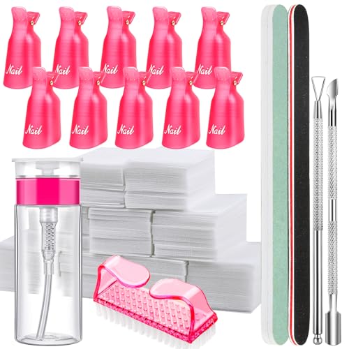 Gel Nail Polish Remover Tool Kit with Soak Off Clips & Cuticle Pusher