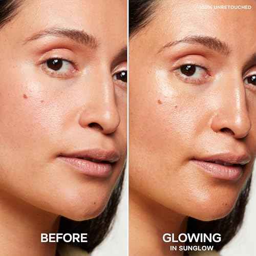 Saie Mini Glowy Super Gel - Hydrating Makeup Primer and Illuminating Glow Serum Enriched with Vitamin C and Squalane Oil - All-Over Liquid Highlighter Makeup for Instant Glass Skin - Sunglow (0.5 oz)