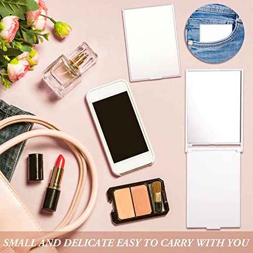 Queekay 16 Pcs 2 x 3 x 0.2''Small Makeup Folding Mirror Bulk Travel Portable Folding Rectangle Compact Stand up Portable Vanity Mirror for Women(White)