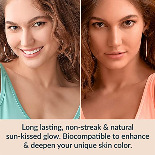 Self Tanner Bronzing Drops - Anti Aging Gradual Sunless Tanning Drops, Natural Hydrating Glow for Face & Body with Vitamin C - Fake Tan Lotion, Vegan & Cruelty Free, 1 oz