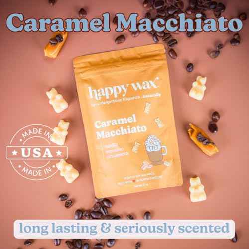 Happy Wax Marble Signature Warmer and Wax Melts Kit (Coffee) - Includes: Hazenut Coffee, Caramel Macchiato and Vanilla Bean Latte