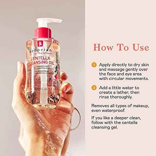 Erborian Centella Cleansing Oil, Gentle Makeup Remover with Centella Asiatica Known for its Soothing Properties, Hydrates & Supports the Skin Barrier