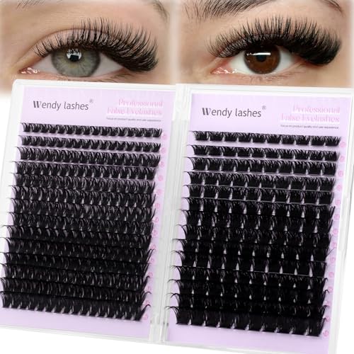 WENDY LASHES Lash Clusters 80D+100D Eyelash Clusters 462PCS Wispy Individual Lashes, 10-18MM D-curly Lash Extension DIY Cluster Eyelash Extensions for Beginners