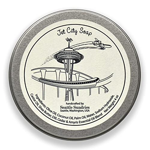 Seattle Sundries Cedarwood & Lavender Shea Butter Bar Soap - 1 (4oz) Natural Handmade Bar Soap for Men & Women in a Low Waste Gift Tin - Made in Washington Present