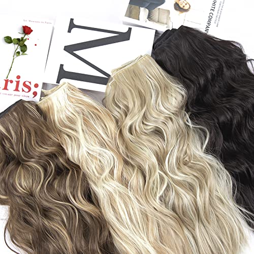 20" Blonde Clip-In Hair Extensions, 4 Pieces Curly Synthetic