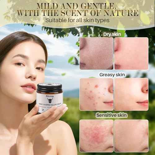 Beef Tallow for Skin, Tallow and Honey Cream, Whipped Organic Tallow Face Balm Moisturizer, Organic Grass-Fed Beef Tallow & Raw Wild Honey, 4 Oz Herb-Infused Unscented