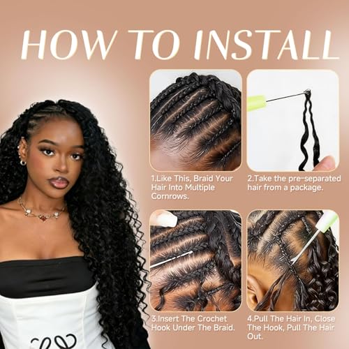 Deep Wave Feather Crochet Hair 18 Inch - Knotless Extensions