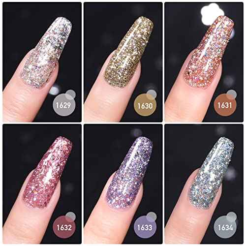 GAOY Glitter Gel Nail Polish Set, 6 Colors Including Pink White Gold Purple for Nail Art DIY Manicure and Pedicure at Home
