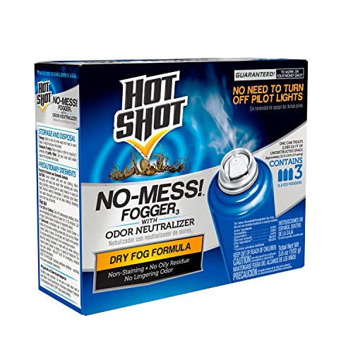 Hot Shot No Mess! Fogger With Odor Neutralizer, Kills Carpenter Ants, Spiders & Fleas, 3 Count, 1.2 Ounce