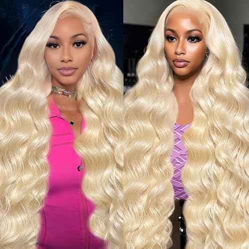 XZZ 28 Inch 613 13x6 Lace Front Wig Human Hair 220 Density Blonde Wig Human Hair Pre Plucked 613 HD Lace Frontal Wig 613 Loose Deep Wave Wig Human Hair Glueless Wigs for Women