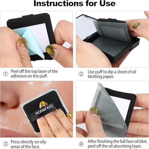 Oil Blotting Sheets for Face - 500 Sheets with Mirror & Puff