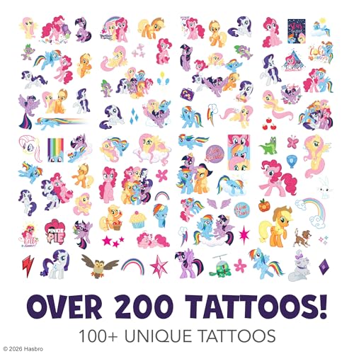 My Little Pony Temporary Tattoos 200 Pack - Safe, USA Made