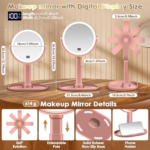 MIYADIVA 30X Magnifying Makeup Mirror with Lights & Digital Display