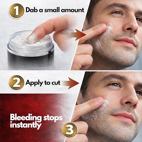G.B.S Styptic Powder Jars 0.18 oz (3-Pack) - Quick Stop Bleeding for Shaving Nicks & Razor Cuts