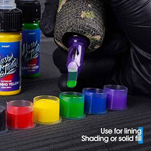 Mast Tattoo Inks 1/2oz (15ml) Kit 7 Bottles Mixed Color Triple Black High White Supply