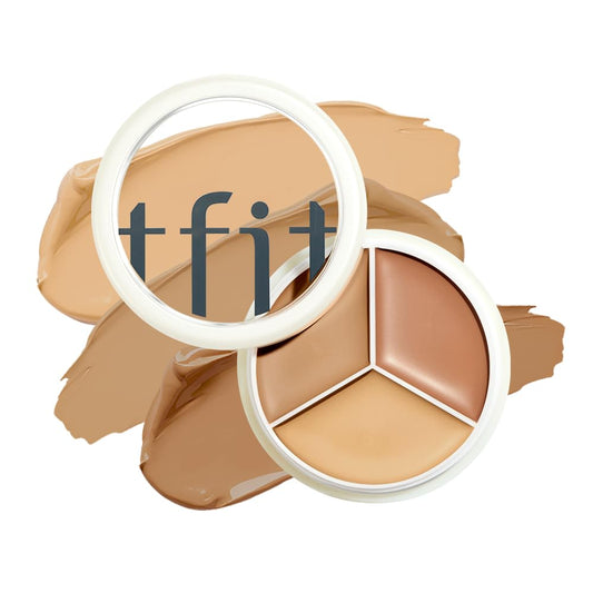 TFIT Cover Up Pro Concealer Palette - 3-in-1 Full Coverage Color Correcting Cream (Hydrating, 04 Dark, 0.52 Oz) for Dark Circles, Spots, Puffiness - High Coverage Eye Corrector for All Skin Tones