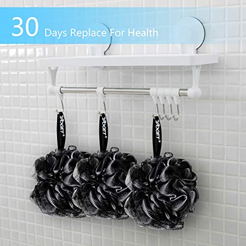 Yoget Black Loofah Sponge, 4 Pack - 60G Mesh Shower Ball