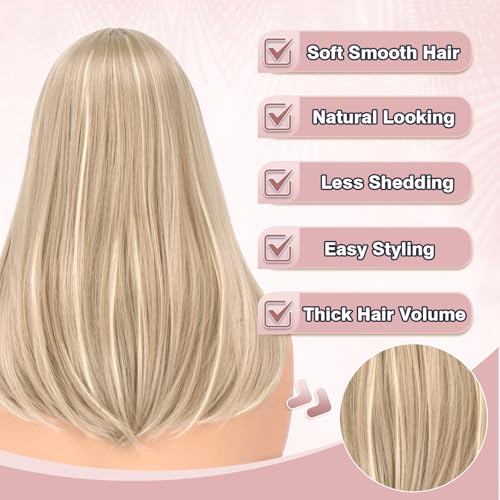 Haloo Blonde Bob Wig with Bangs 16 Inch Heat Resistant Synthetic