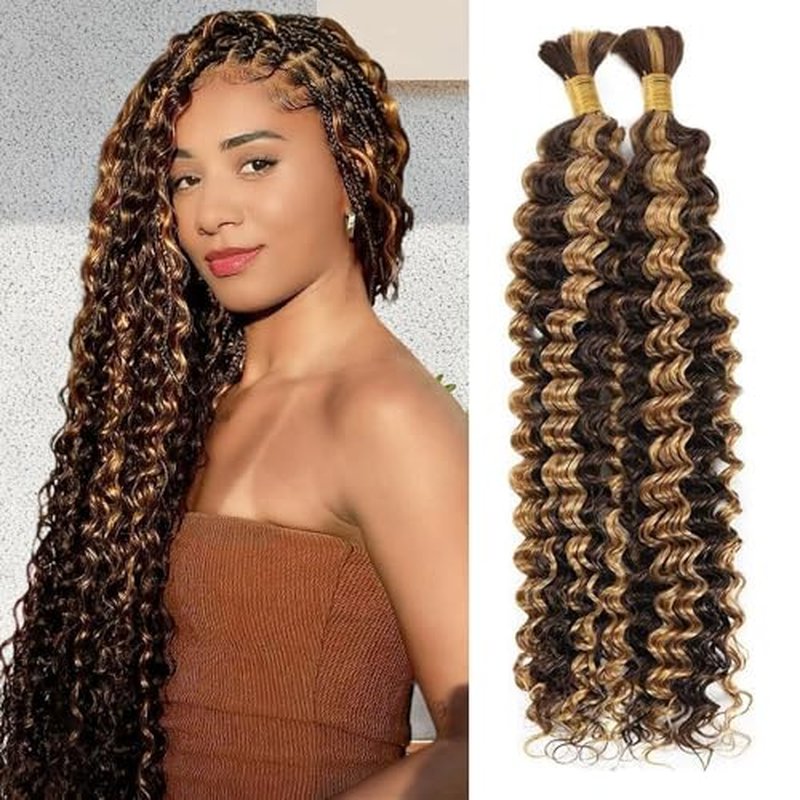 24 Inch P4/27 Human Braiding Hair - Deep Curly Wave, 100g