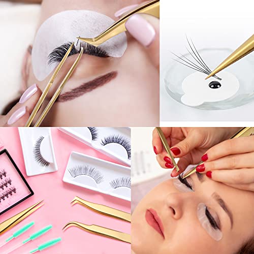 Etercycle Eyelash Extension Tweezers Set - 3 Precision Stainless Steel Tools