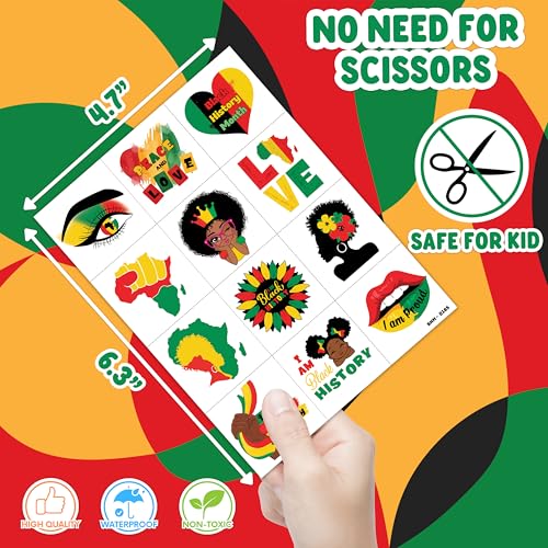 96 Juneteenth Temporary Tattoos - Black History Party Favors
