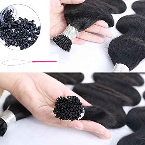 I Tips Body Wave Microlink Human Hair Extensions Brazilian 100% Real Human Hair Bundles Itips Micro Beads Body Wave Bulks Pre Bonded Keratin Stick Tipped Hair Extensions 100 Strands 100g 24"