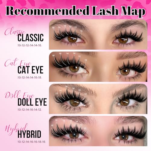MilyBest Manga Lash Clusters Kit - Spiky Wispy Eyelash Extensions 10-18mm