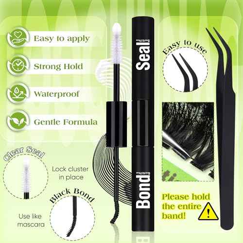 Thick Lash Clusters Kit 12-24mm Long Fluff Cluster Eyelash Extensions 180D+240D D Curly Individual Lashes Clusters Kit DIY Lash Extension Kit with Lash Bond and Seal for Eyelash Clusters by TOOCHUNAG