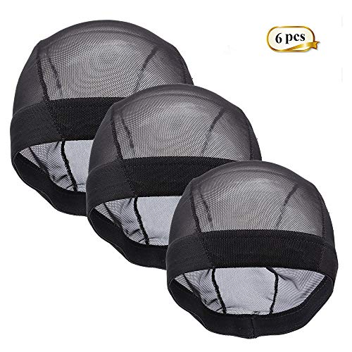 Mesh Dome Wig Caps 6 Pack - Breathable Spandex Black S