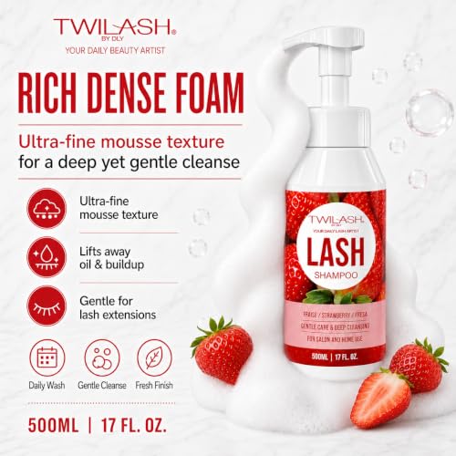 TWILASH Lash Shampoo 500ml Foaming Cleanser for Extensions