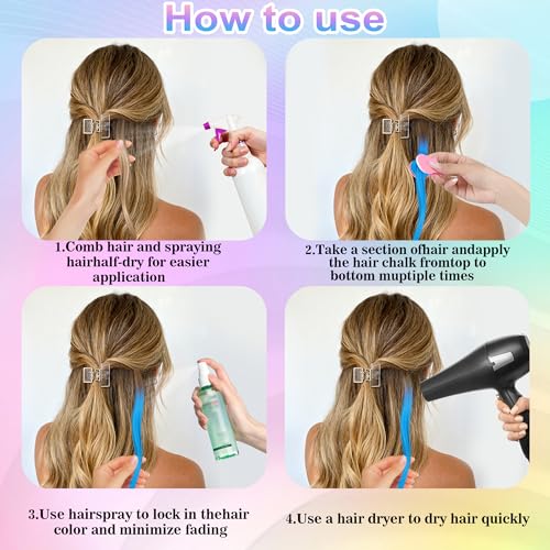 8 Color Temporary Washable Hair Chalk for Women