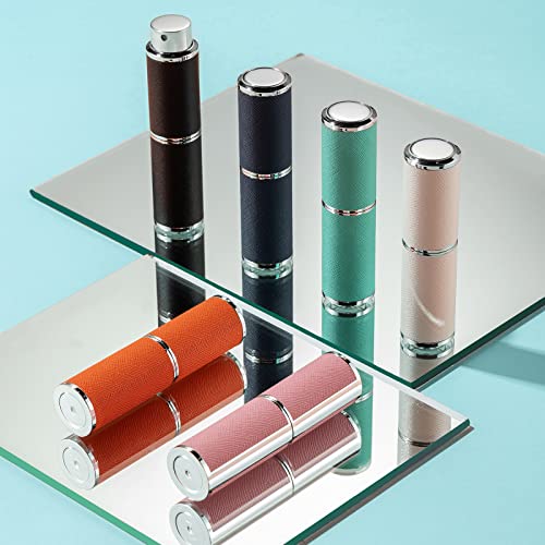 Travel Perfume Bottle Refillable - 8ML Leather Empty Mini Cologne Spray Atomizer Men - Small Fragrance Sample Sprayer - 5PCS Portable Refill Travel Essentials Container